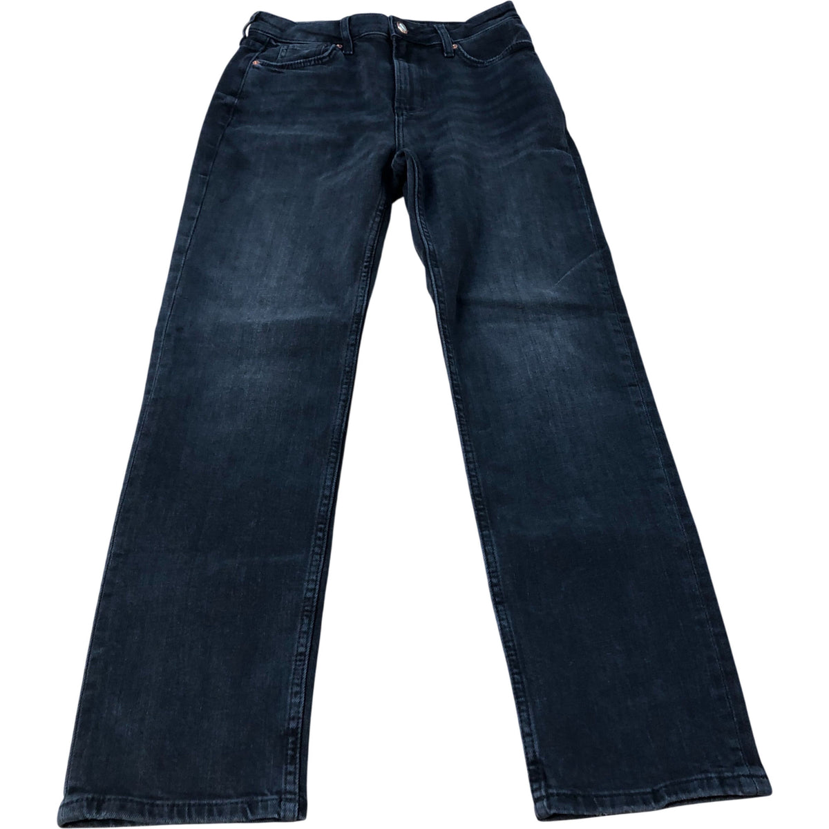 River Island High Rise Slim Straight Jeans Women's Denim Black UK8 Regular