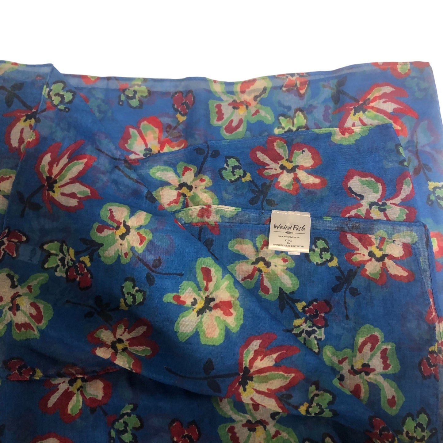 Weird Fish Kiera Scarf Floral Print Blue Eco Friendly 100 Percent Recycled