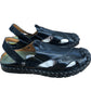 Black Leather Sandals Unisex Open Toe Adjustable Strap UK10.5