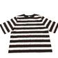 Striped Tee Top Women's Brown White Cotton Casual Small
