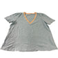 Blue Metallic Trim V Neck T-Shirt - Size 12