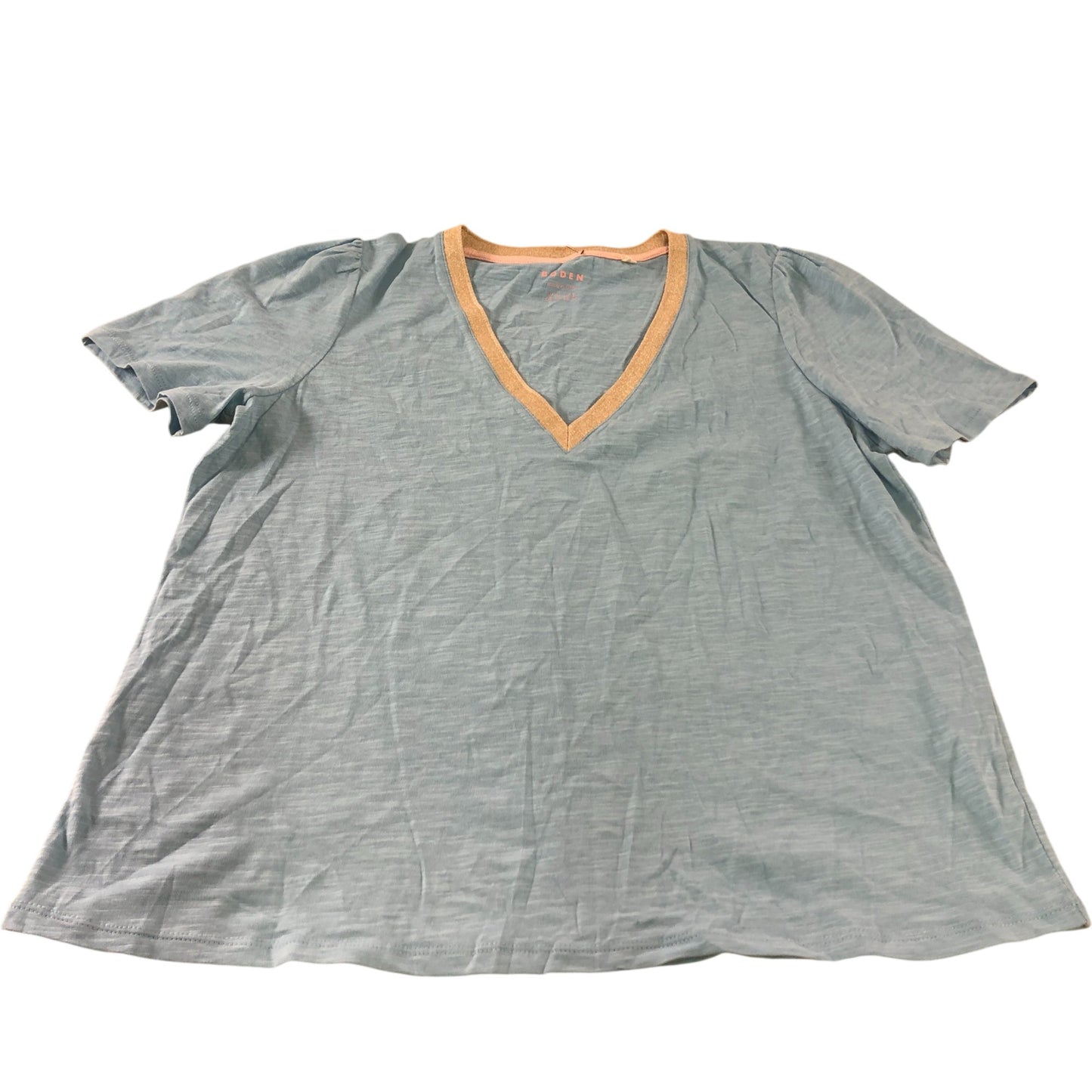 Blue Metallic Trim V Neck T-Shirt - Size 12