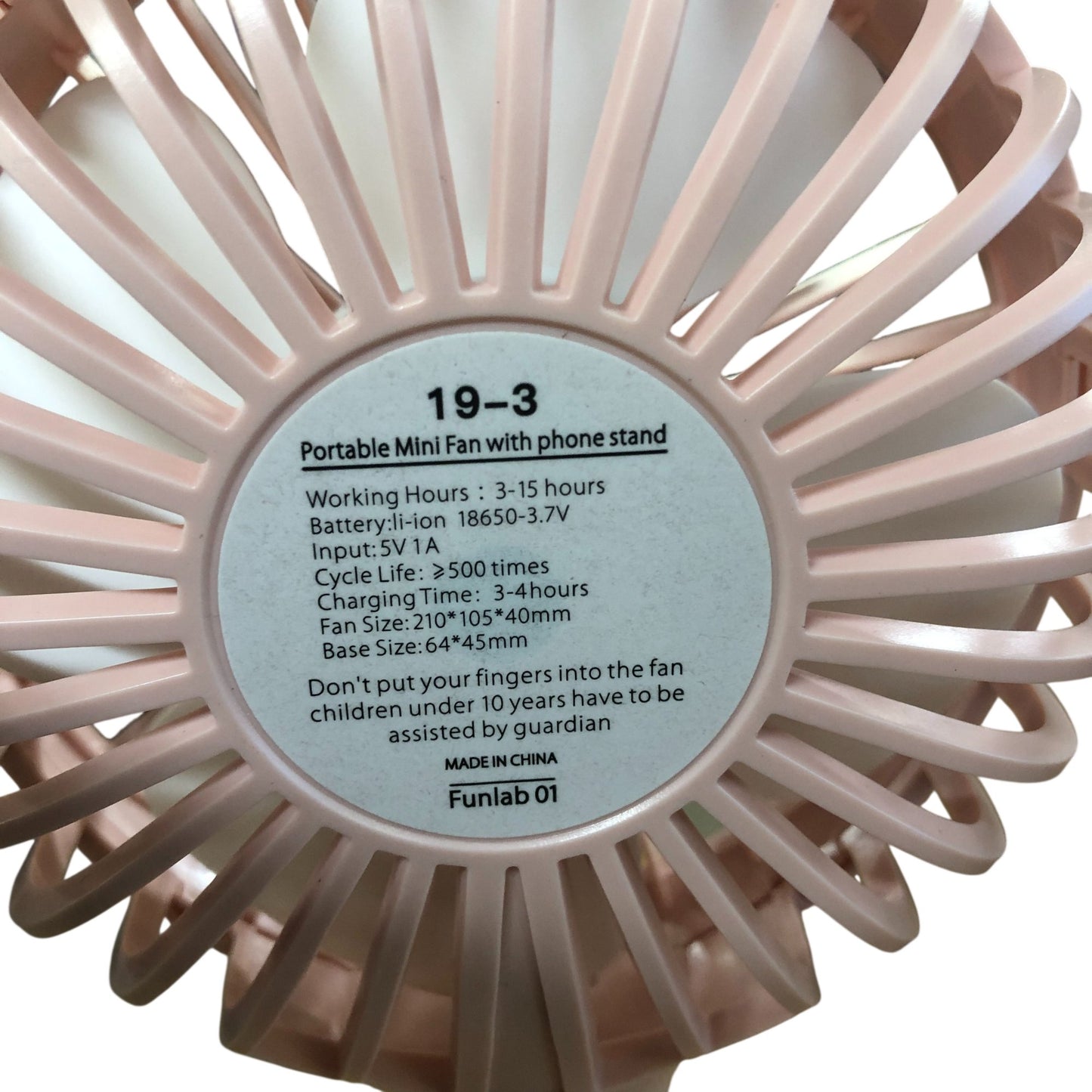 Portable Mini Fan With Phone Stand Funlab 01 USB Rechargeable Pink