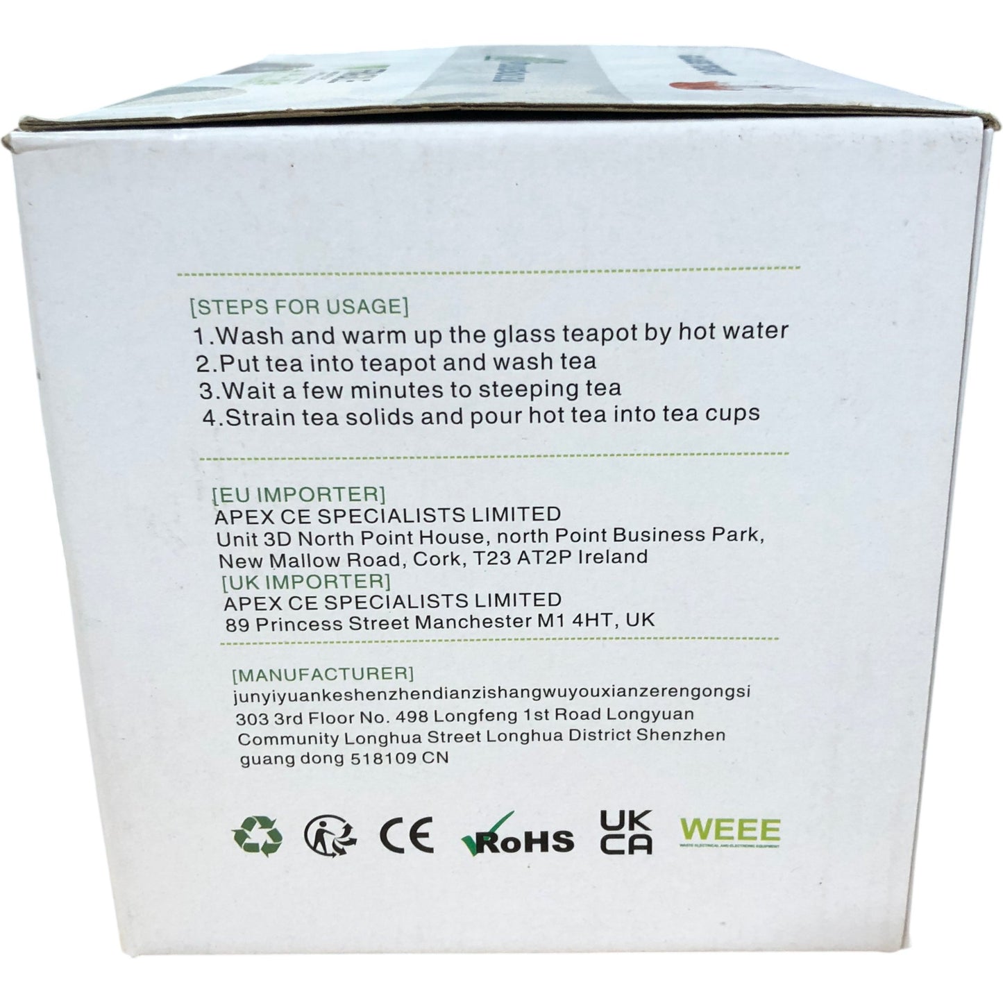 PLUIESOLEIL Glass Teapot 1200ML Handmade Glass Stainless Steel Infuser High Heat