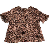River Island UK12 Women's Viscose Blouse Animal Print Beaded Short Sleeve Top