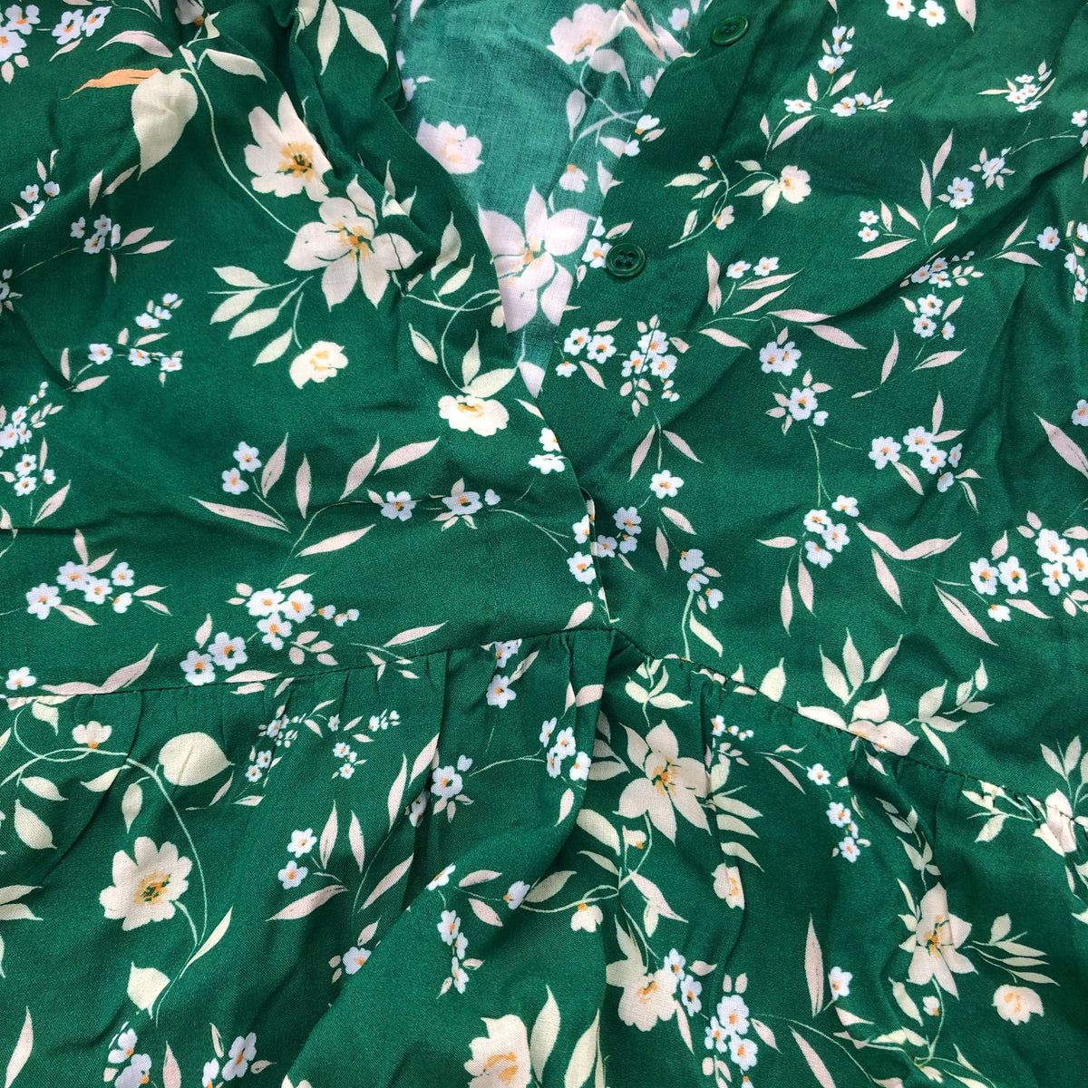 Baukjen Floral Print Dress Green UK Women's Short Sleeve Button Up Size 12