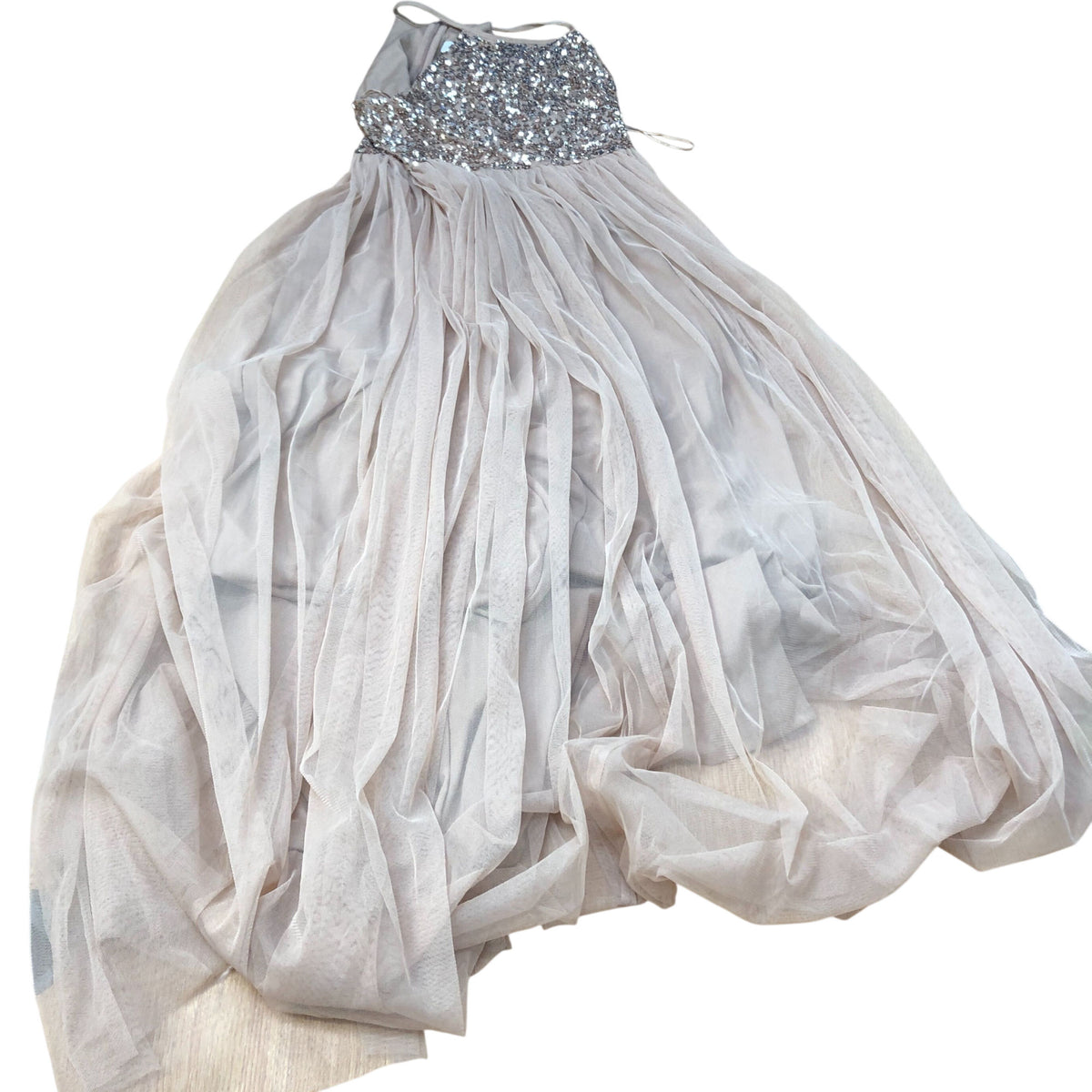 Evening Dress Women's Floor Length Sequin Embellished Nude Special