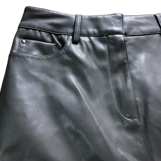 River Island Grey Leather Effect Skirt UK8 Women's Pockets
