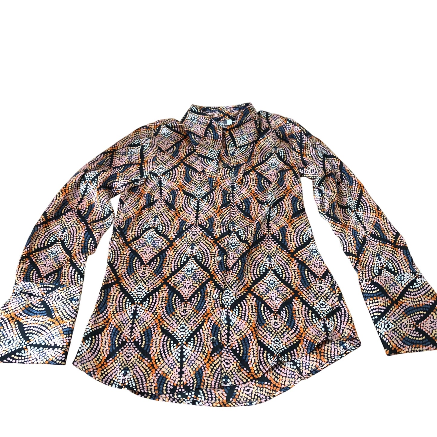 Branded Long Sleeve Blouse UK Women's Colourful Pattern Polyester UK8