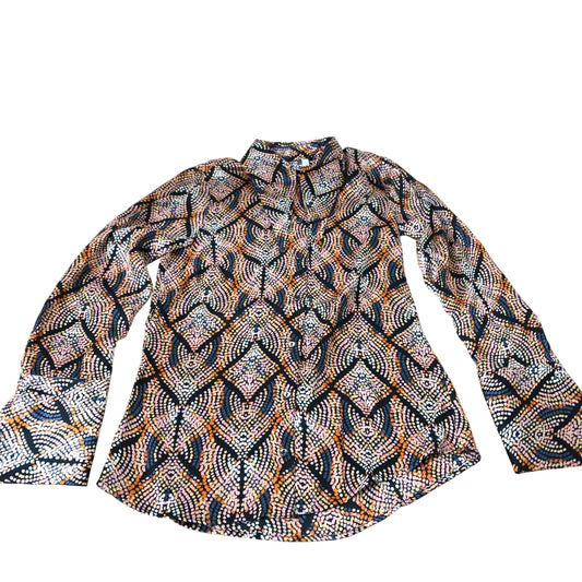 Branded Long Sleeve Blouse UK Women's Colourful Pattern Polyester UK8