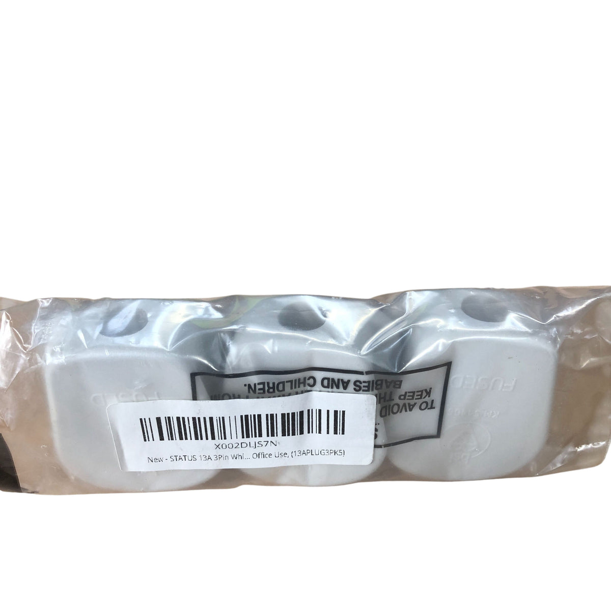 Status 3 Pack 13A White Fused 3 Pin Plug Adapter Electrical Accessories
