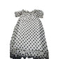 River Island UK10 Women's Polka Dot Dress Off Shoulder Puff Sleeve White Black