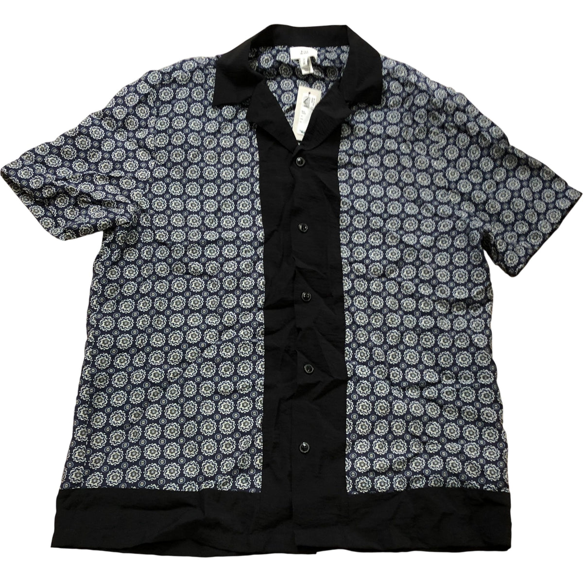 River Island Men's Short Sleeve Shirt Size S Blue Patterned Casual Top