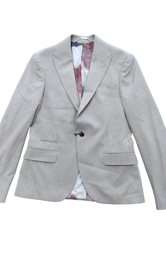 River Island Studios 38R Women's Check Blazer Jacket Cream Checked Pattern