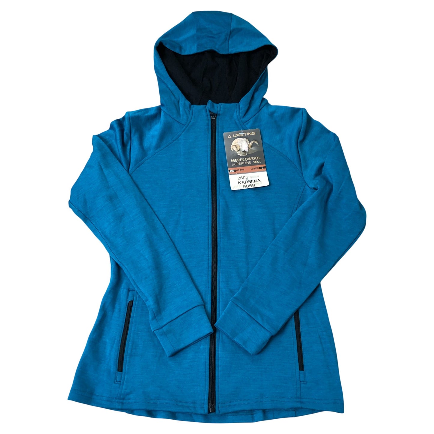 Lasting Karmina Women's Size 10 Blue Heavy Layer Merino Wool Hooded Jacket
