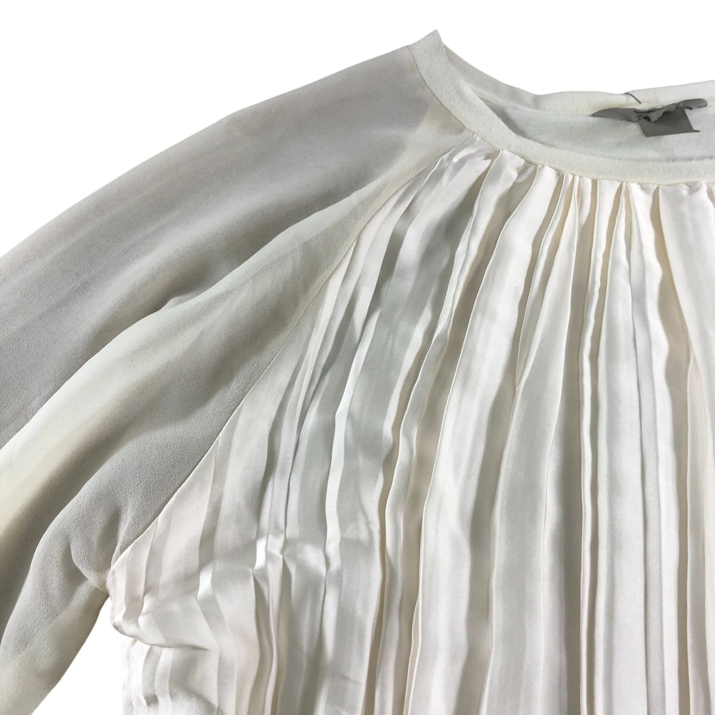 River Island UK6 Women's Pleated Blouse Long Sleeve Cream Polyester Top