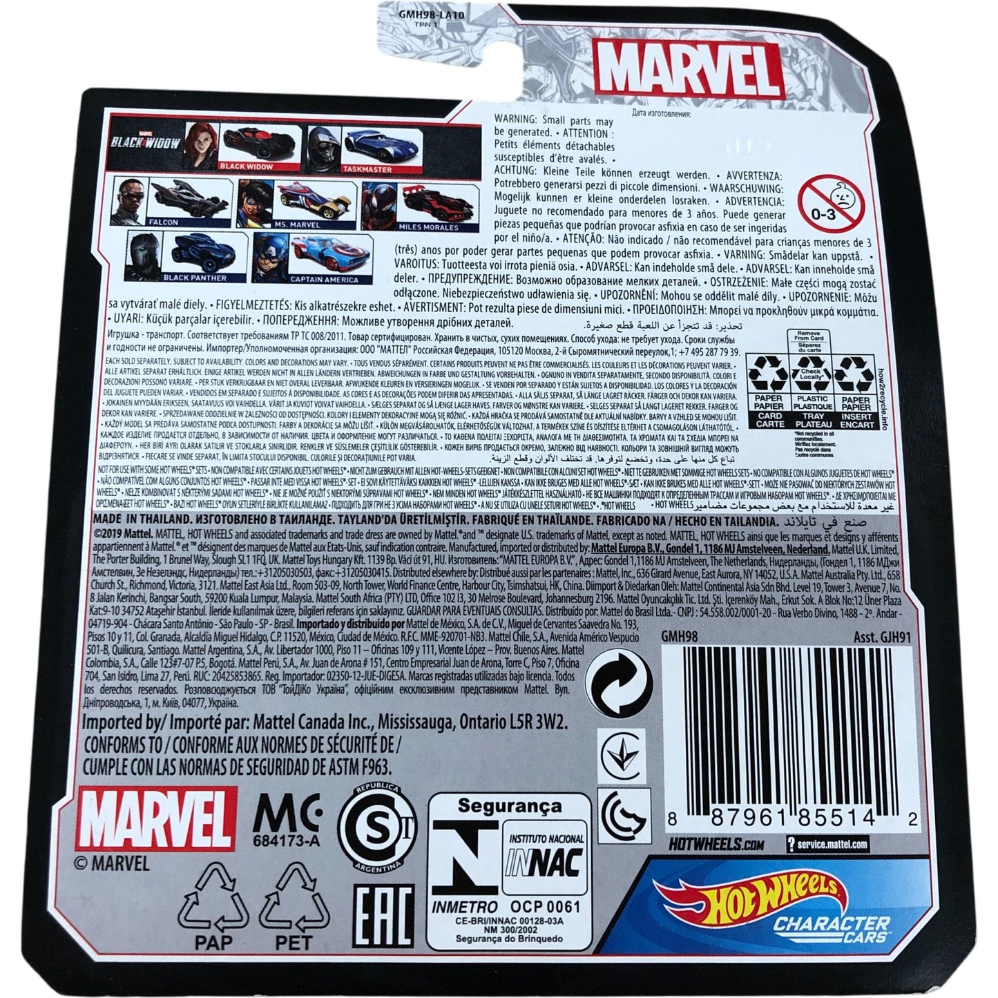 Hot Wheels Marvel Black Widow Character Car 1:64 Scale Collectible Vehicle