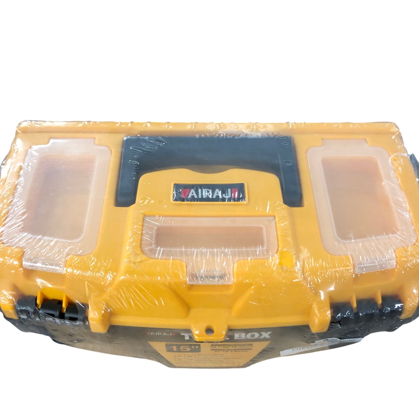 Airaj 15 Inch Tool Box Plastic Organiser Storage Container Black Yellow