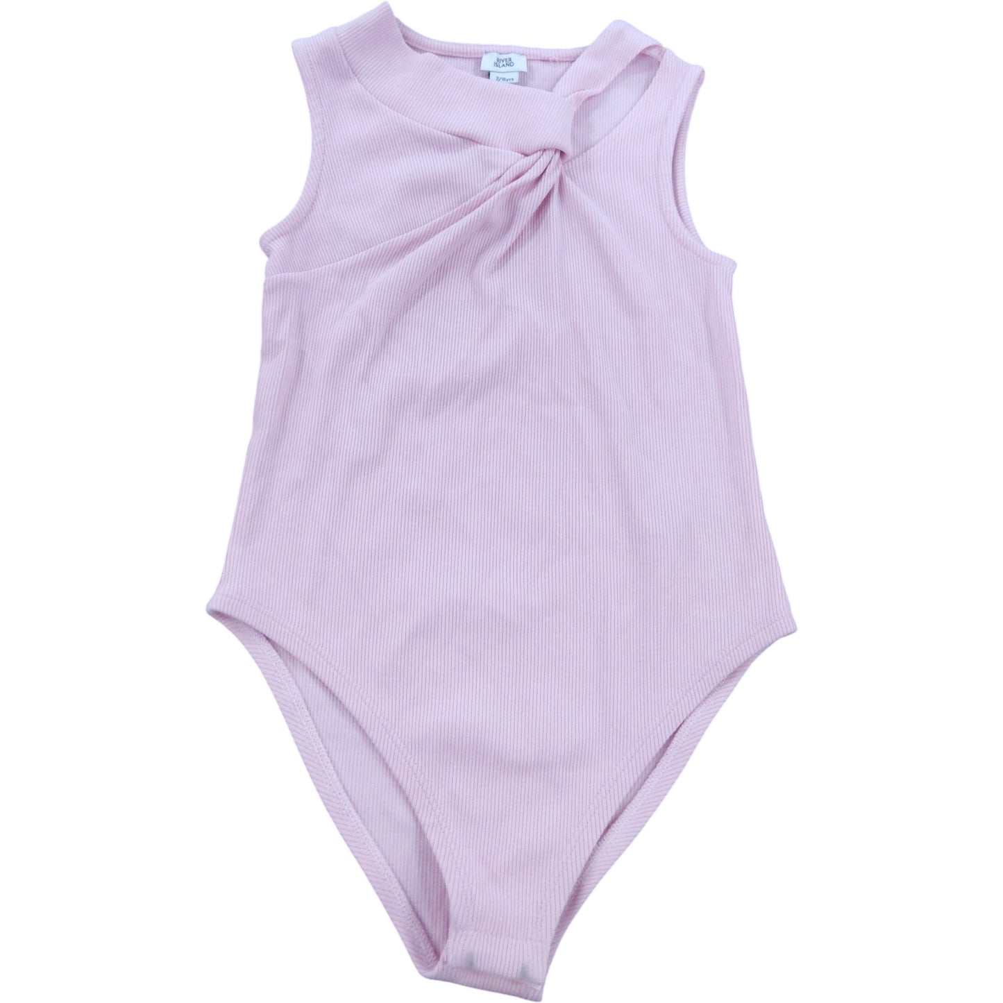 River Island Baby Pink Ribbed Bodysuit Size 7-8 Years Girls Sleeveless Tops