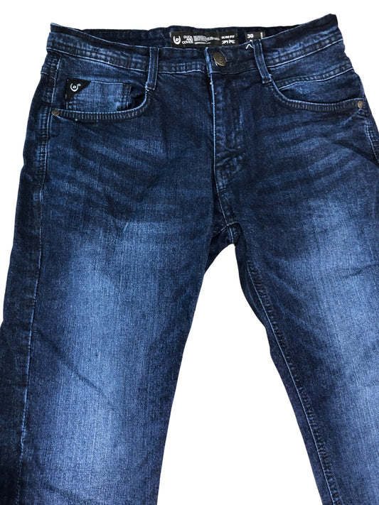DUCK AND COVER Slim Fit Jeans Size 30S Men's Dark Blue Stretch Denim