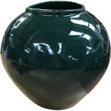 Green Glazed Ceramic Vase Round 9.5"