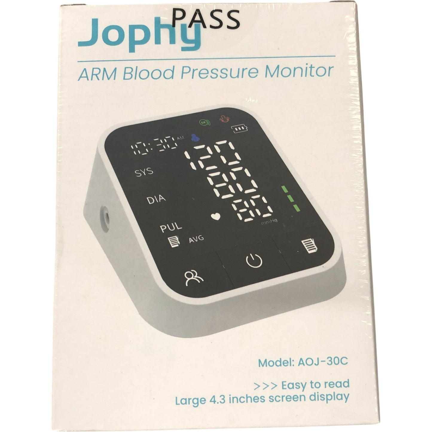 Jophy Arm Blood Pressure Monitor AOJ-30C Easy To Read Large Screen Display