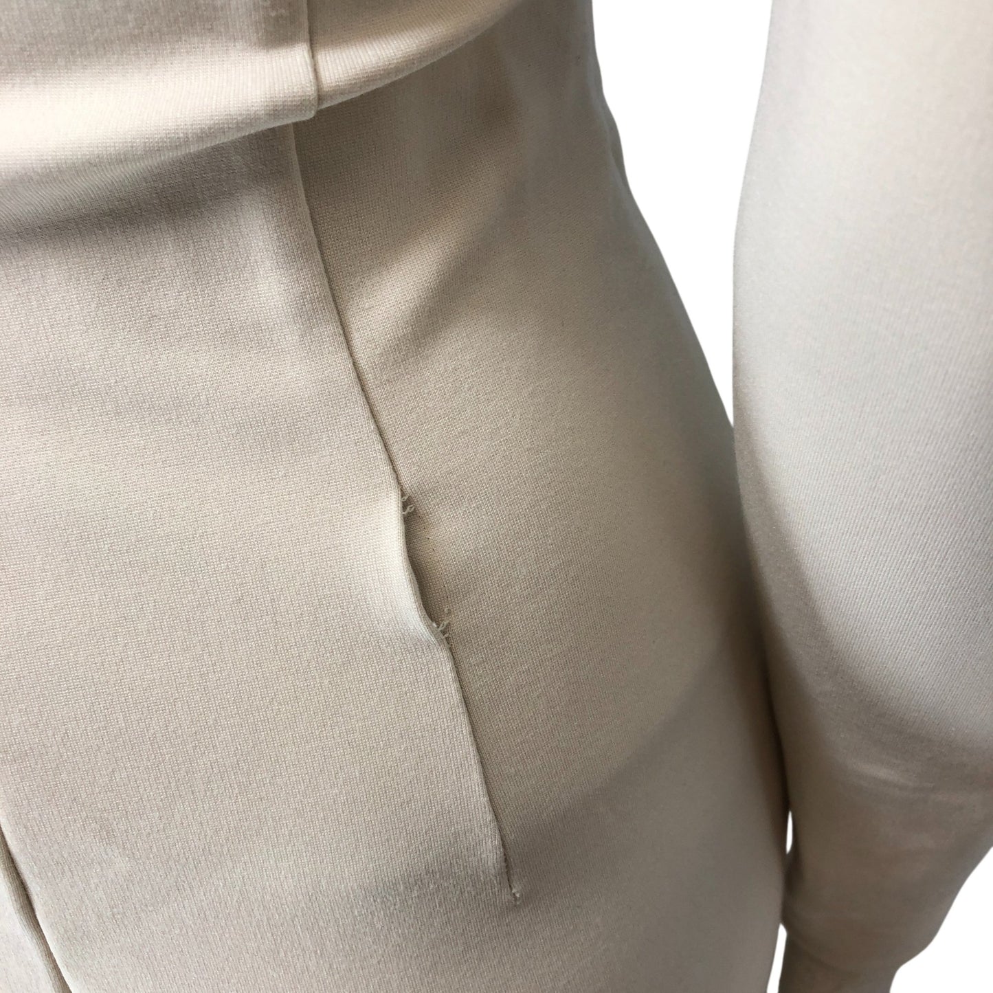 Karen Millen Cream Porté Evetage Neck Dress UK6 Women's Long Sleeve Zip Detail