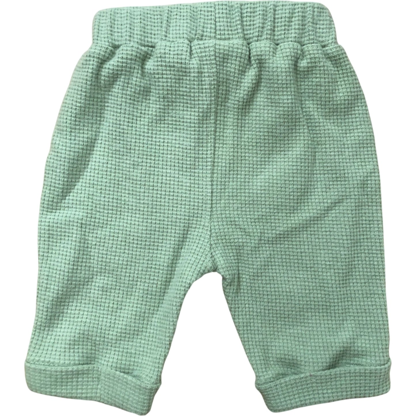 Petit Tigre Baby Outfit Set 0-3 Months Green Waffle Knit Top And Pants