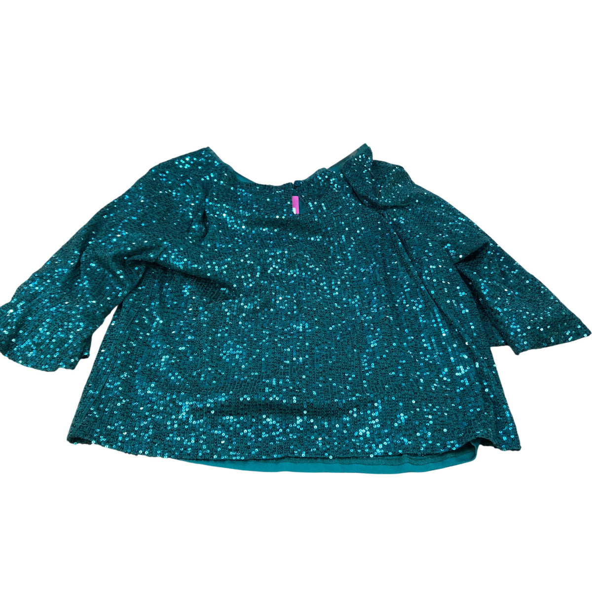 Sequin Blouse UK16 Women's V Neck Green Party Top 100 Percent Polyester