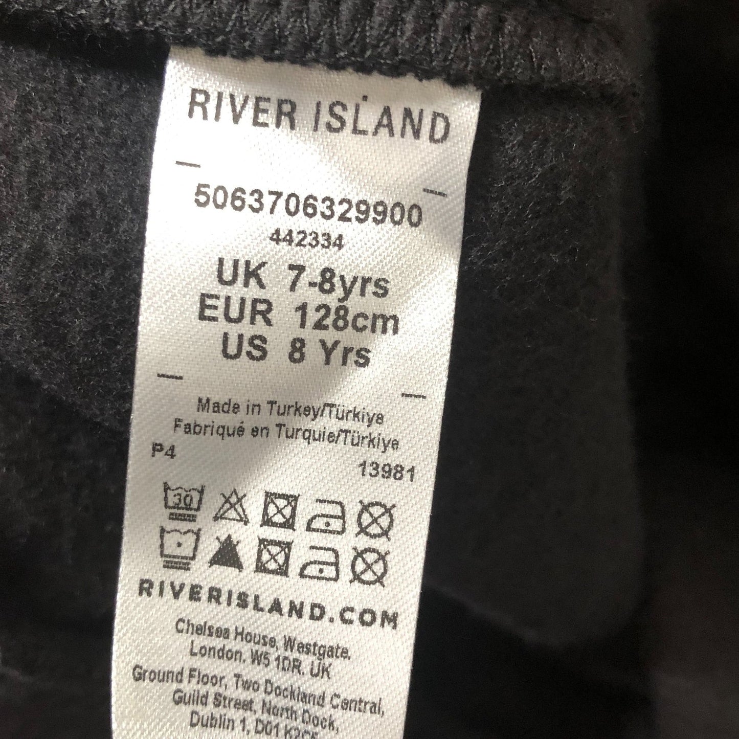 River Island Girls Black Trousers 7-8 Years Lace Detail Athletic Style