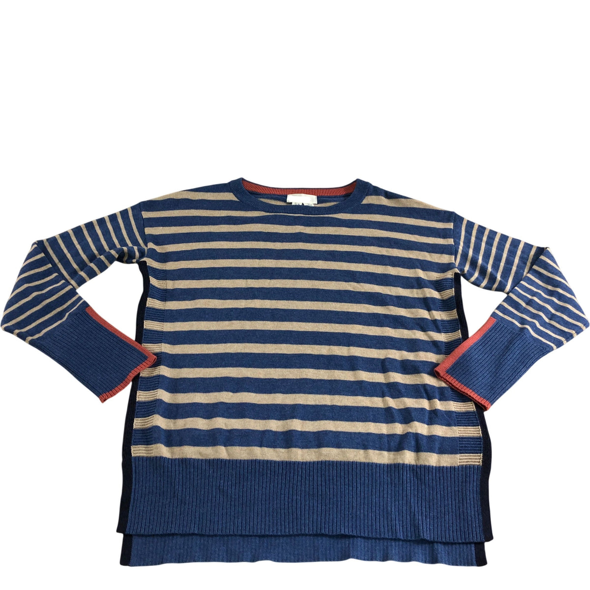 Olive Stripe Jumper UK8 Women's Wool Blend Blue