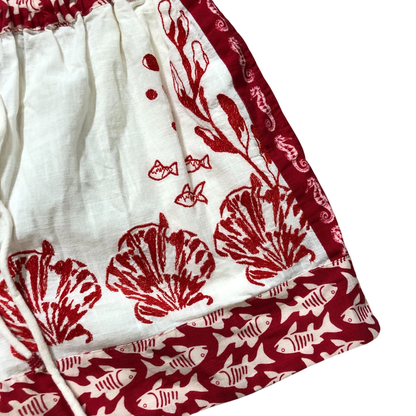 River Island Studios Floral Print Shorts Women's Casual Red White 8