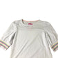 Puff Sleeve Top Women's White Cotton Blend With Colourful Trim UK10