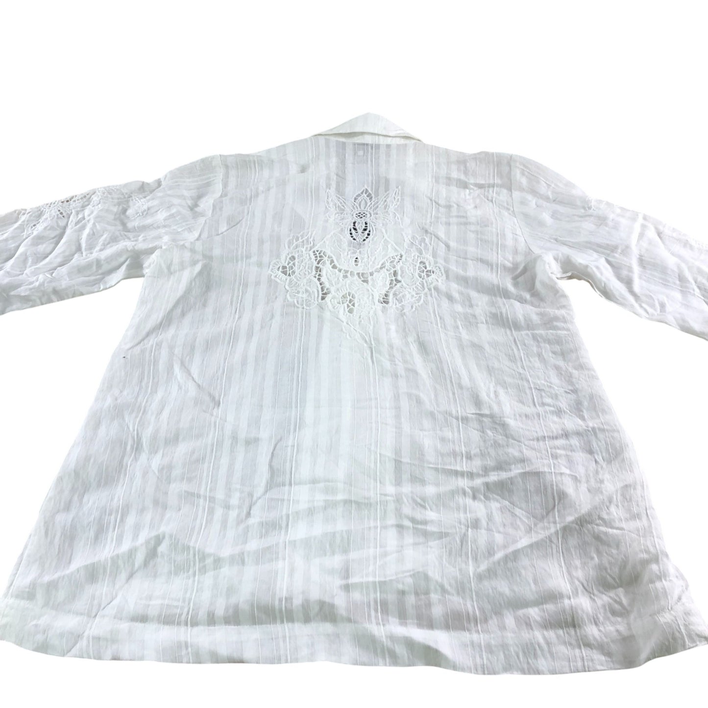River Island Women's Embroidered Button Front Blouse UK XS White Cotton
