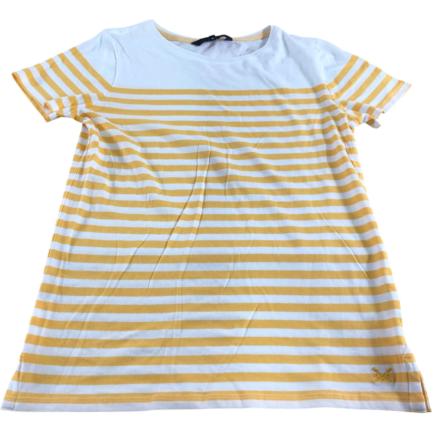 Crew Clothing Company Striped T-Shirt Size 6 Women's Yellow White Cotton