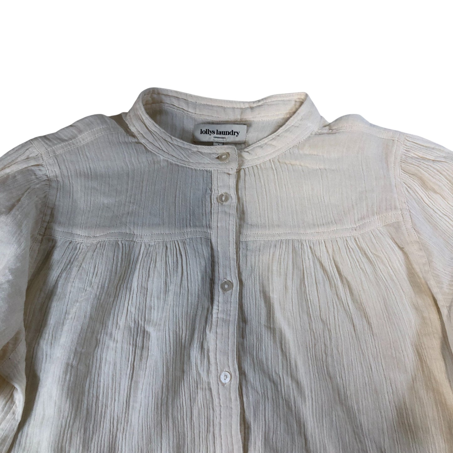 Lollys Laundry Nicky Shirt S Women's Long Sleeve Cotton Crepe Blouse Cream