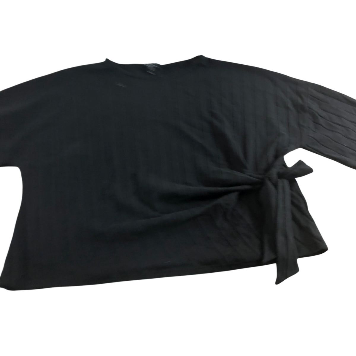 River Island Black Ribbed Tie Waist Top UK XL Women's Short Sleeve
