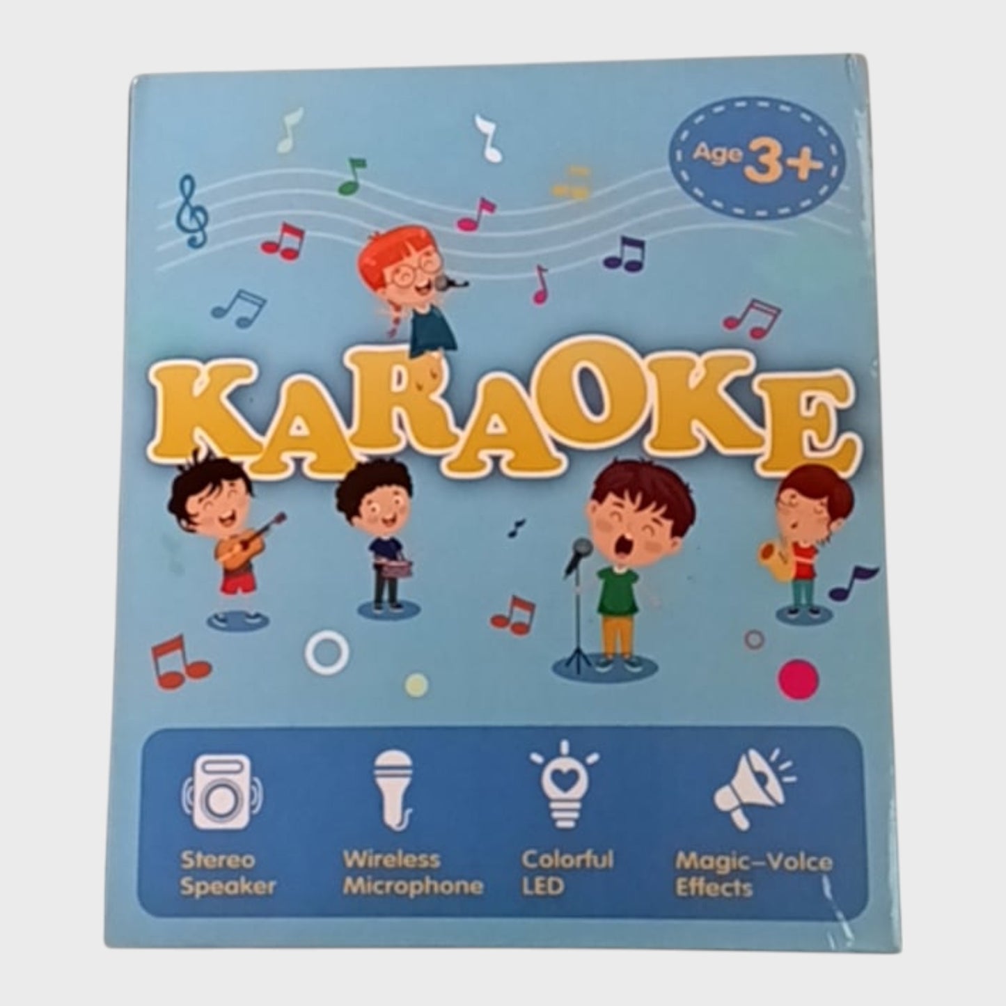K22 Kids Mini Karaoke Machine All-in-One System Wireless 2 Mic LED Effects Pink