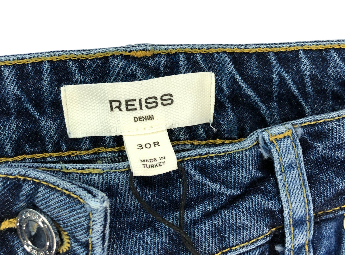 Reiss Birch Patch Straight Leg Jeans 30R Women's Mid Blue Denim Style