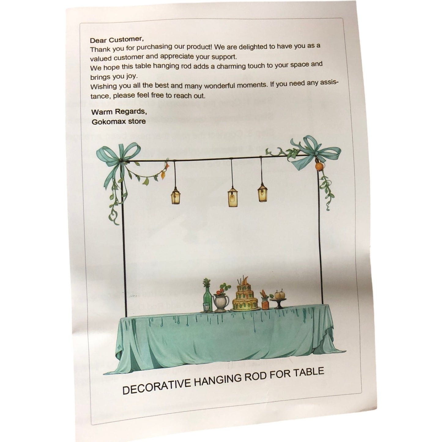 GOKOMAX Decorative Black Hanging Rod For Table 250cm Multi Purpose Banner Rod