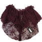River Island Lace Overlay Top Women Burgundy Floral Design Short Sleeve UK10