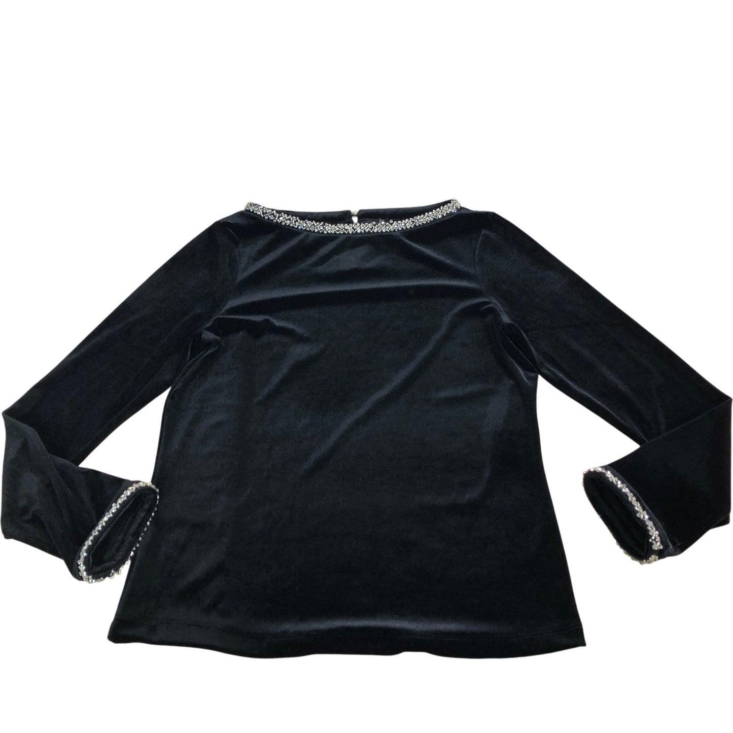 Branded Velvet Trim Slouch Neck Top Black Women's Long Sleeve Size 12