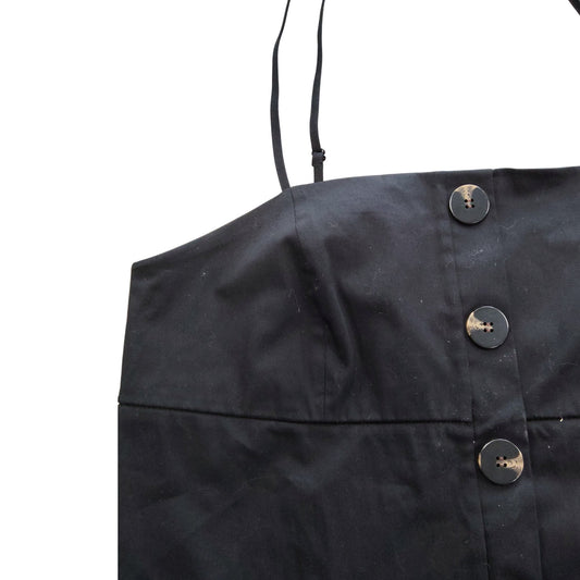 River Island UK14 Women's Black Button Front Strappy Dress Casual Summer Style