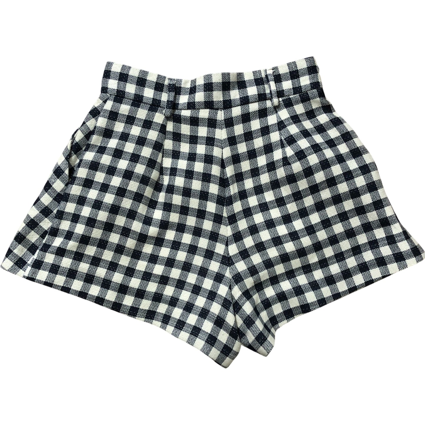 River Island Gingham Check Shorts Size 6 Women's High Waist Navy White Casual