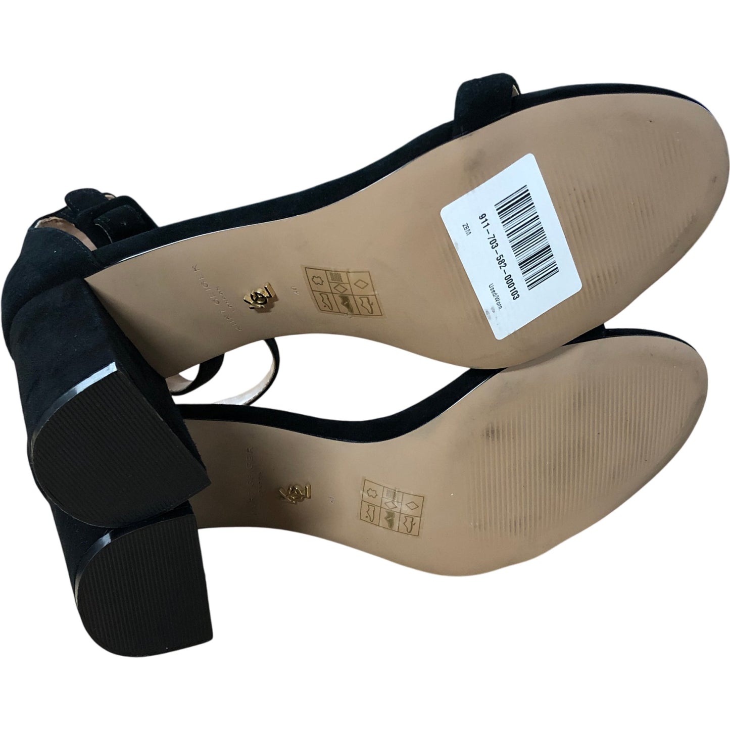 Kurt Geiger London Black Suede Block Heel Sandals Size 7 UK Women's Footwear