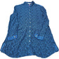 Blue Animal Print Long Sleeve Shirt Women's 100% Viscose Size 12