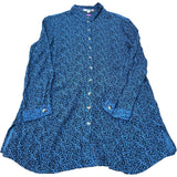 Blue Animal Print Long Sleeve Shirt Women's 100% Viscose Size 12