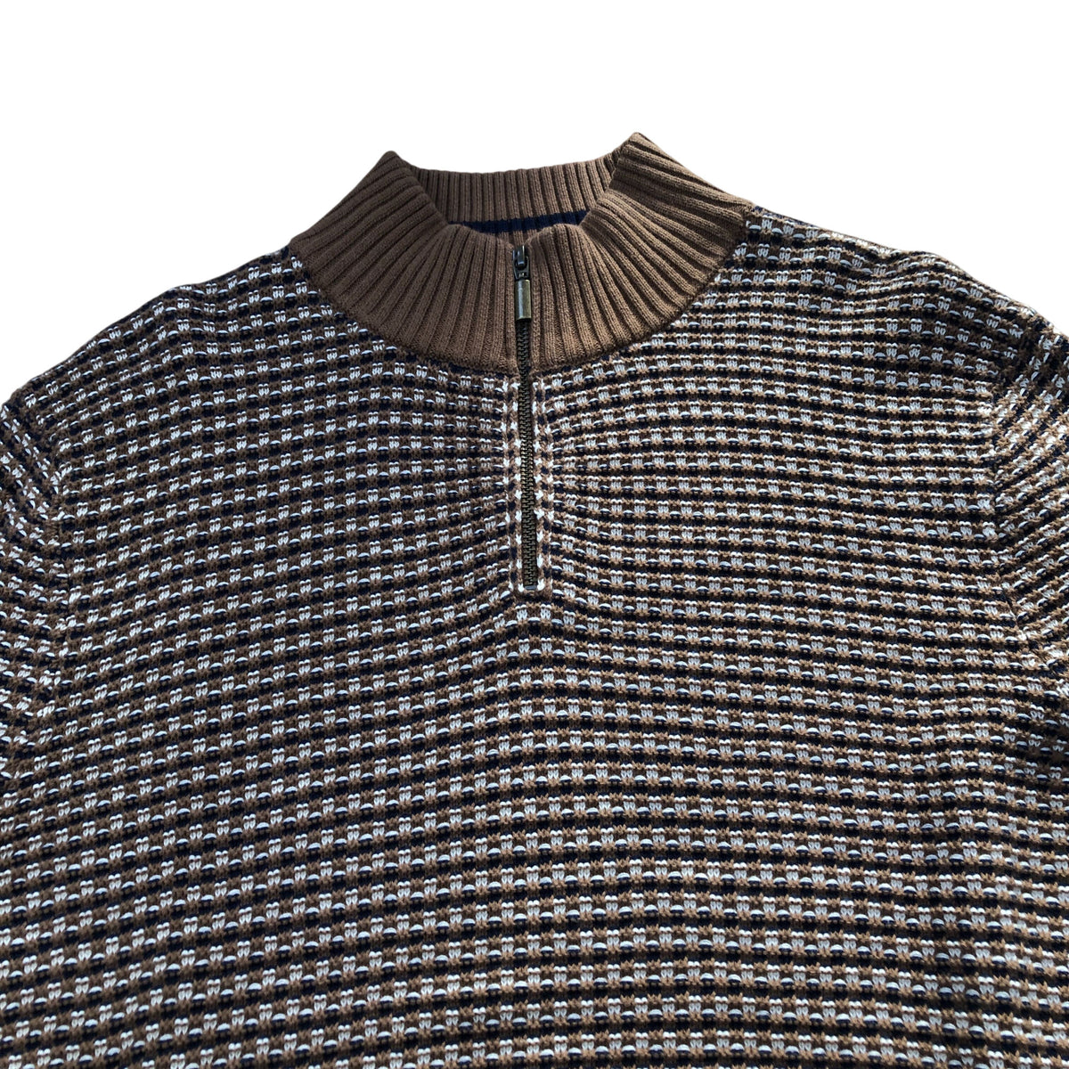 Half Zip Sweater Men's Brown Organic Cotton Knitwear XXL