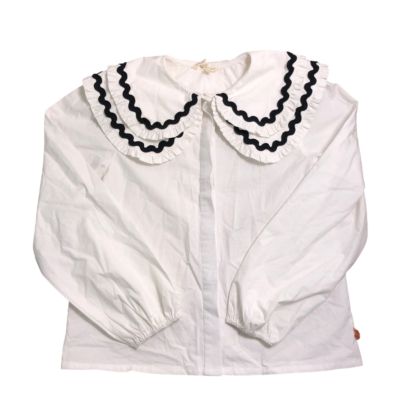 Angel and Rocket Girls White Blouse Size 10Y Ruffle Collar 100 Cotton Fashion