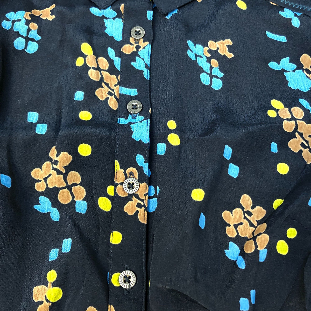 Long Sleeve Shirt Women's Size UK6 Floral Print Black Viscose Top
